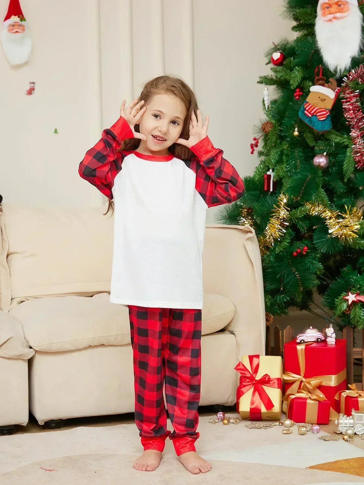 Pyjama de Noël famille à carreaux rouges et noirs