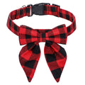 Collier de Noël pour chien à carreaux rouges et noirs avec nœud