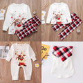 Pyjama de Noël famille renne et carreaux : adulte, enfant, bébé et chien